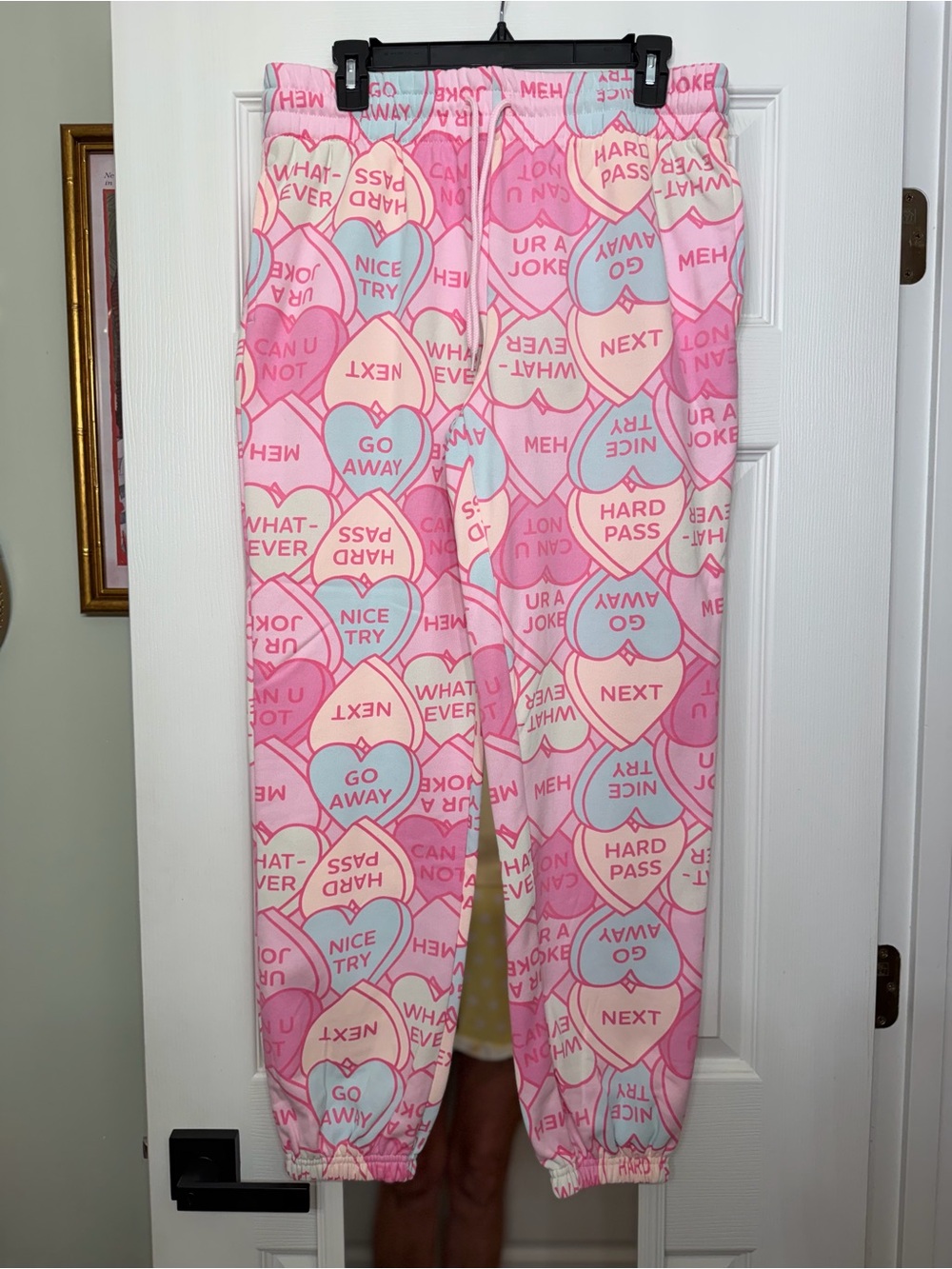 Wound Up Pink Conversation Heart Joggers with Pastel Accents NWT